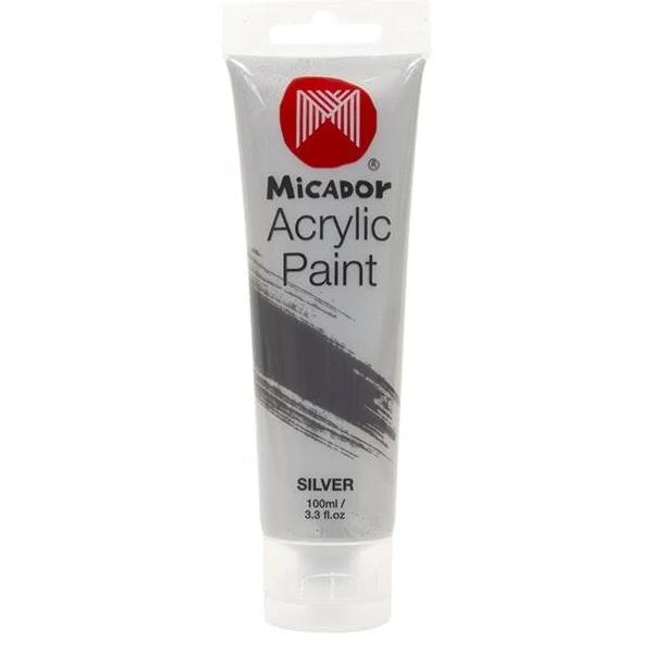 Micador Acrylic Paint 100ml - Metallic Silver