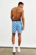 Mid Length Checkboard Waistband Swim Shorts