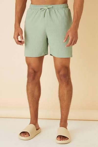 Mid Length Seersucker Swim Shorts