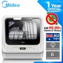 Midea Benchtop Mini Dishwasher Touch Control 1-24 Hours Delay LED Display MDWMINIW-WHITE
