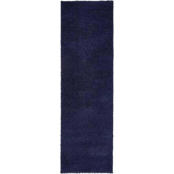 Midnight Blue Studio Solid Shag Rug 6 ft Runner