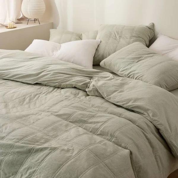 Miller Jersey | Sage Marle Quilted Quilt Cover | Single | Sheet Society