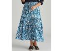 Millers Tiered Maxi Rayon Skirt - Blue Leaf - Womens - Size 2XL - Ezibuy