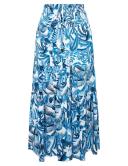 Millers Tiered Maxi Rayon Skirt Blue Mixed Leaf - XL