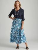 Millers Tiered Maxi Rayon Skirt Blue Mixed Leaf - XL