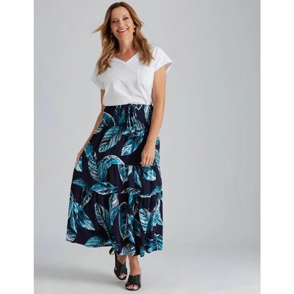 Millers Tiered Maxi Rayon Skirt Green Leaf - XXL