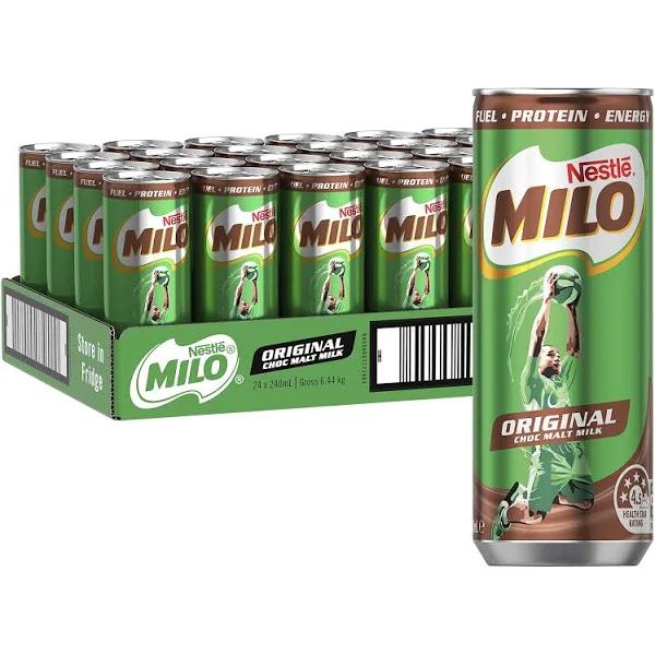 Milo Original Choc Malt Milk Can Drink, 24 x 240ml