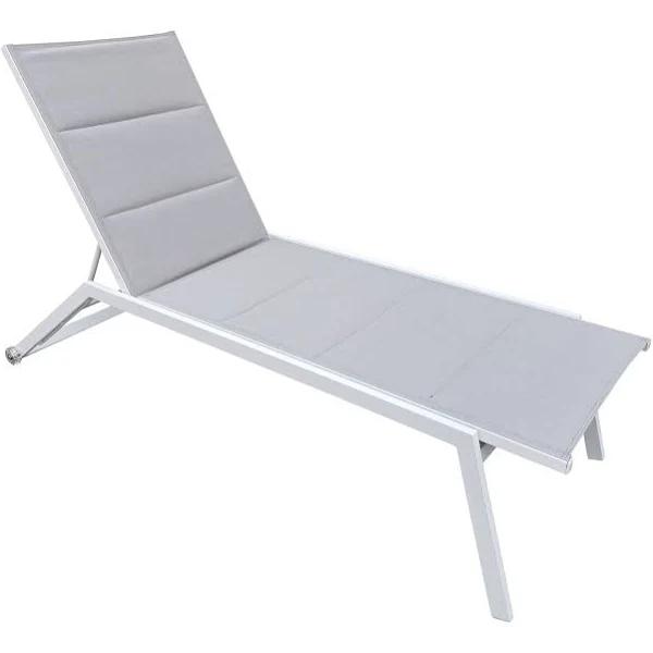 Mimosa White Solaris Padded Sling Sun Lounge with Wheels