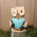 Mini Owl Blue (7cm/2.8 inch) TEXT_GOOGLE_BY - German Erzgebirge Craftsmanship