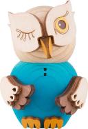 Mini Owl Blue (7cm/2.8 inch) TEXT_GOOGLE_BY - German Erzgebirge Craftsmanship