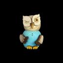 Mini Owl Blue (7cm/2.8 inch) TEXT_GOOGLE_BY - German Erzgebirge Craftsmanship