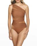 Miraclesuit Swim Network Jena One Shoulder Shaping Swimsuit - Scotch Brown - 18