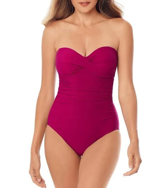 Miraclesuit Swim Rock Solid Madrid Strapless Shaping Swimsuit - Framboise - 10