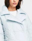 Miss Selfridge Longline Puffer Coat in Blue