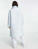Miss Selfridge Longline Puffer Coat in Blue