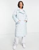 Miss Selfridge Longline Puffer Coat in Blue