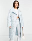 Miss Selfridge Longline Puffer Coat in Blue