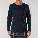 Mitch Dowd Henley Cotton Long Sleeve Sleep Tee in Grey Marle XXL