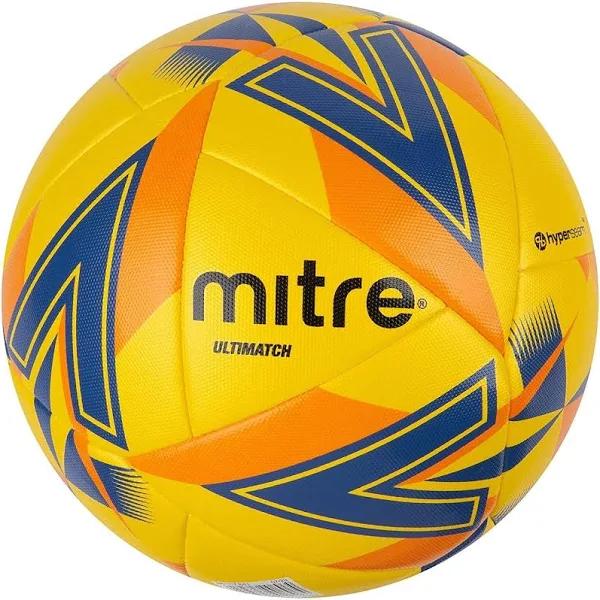 Mitre Ultimatch One Match Football Yellow/Royal Blue/Orange 5