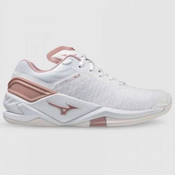 Mizuno Wave Stealth Neo - Womens Netball Shoes - White/White/Tanger Turquoise