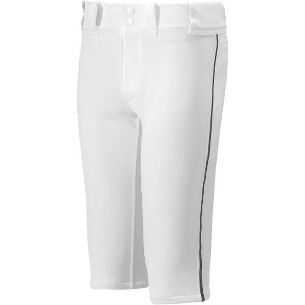 Mizuno Youth Premier Short Piped Pants, White/Black, X-Large