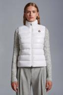 Moncler Ghany Mock Neck Down Puffer Vest in White at Nordstrom, Size 6
