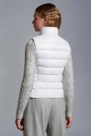 Moncler Ghany Mock Neck Down Puffer Vest in White at Nordstrom, Size 6
