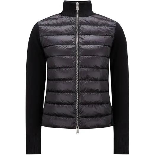Moncler - Knitted-sleeve Quilted Down Jacket - Womens - Black
