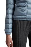 Moncler Lans Channel Quilted Down Moto Jacket in Light Blue