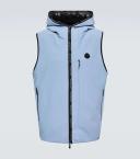 Moncler Men, Allier hooded vest, Blue, L, Jackets, Materialmix