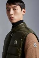 Moncler Men, Gui quilted down vest, Green, L, Jackets, Materialmix