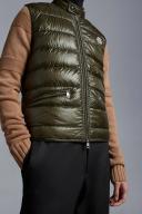 Moncler Men, Gui quilted down vest, Green, L, Jackets, Materialmix