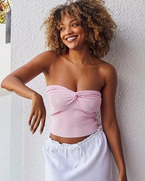 Mooloola Women's Bianca Knit Tube Top in Pink | Size 16