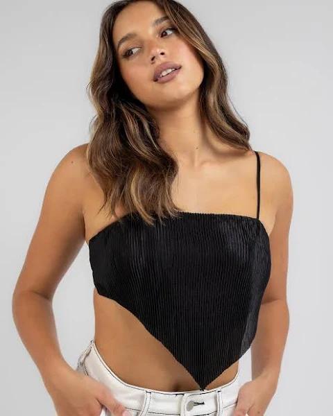 Mooloola Women's Clemence Plisse Top in Black | Size 04