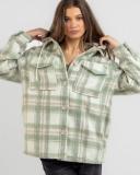 Mooloola Women's Flynn Hooded Shacket in Green | Size 08