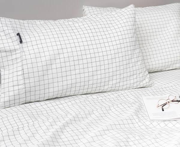 Morrissey Luxury 1200TC Sheet Set - Grid Charcoal - King - AfterPay & zipPay Available
