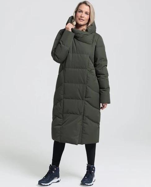Mountain Warehouse Cosy Wrap Womens Long Down Jacket - Green | Size 12