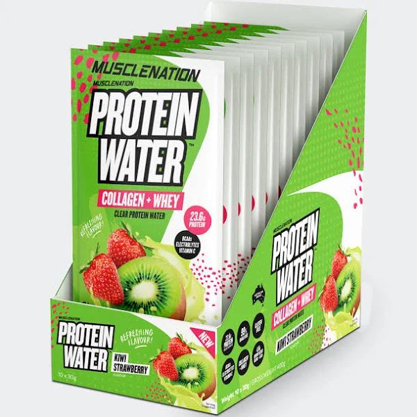 Muscle Nation Protein Water - Kiwi Strawberry - 10 Single Serve Sachets