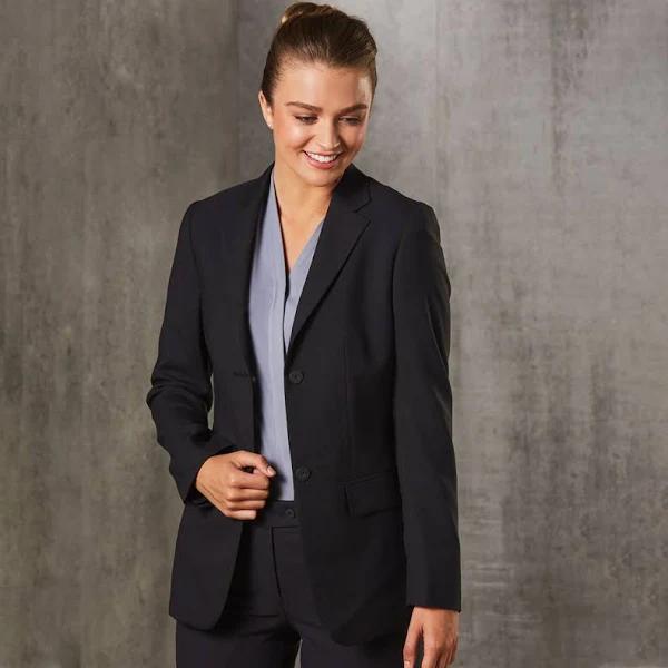 Muse | Plain Stretch Corporate Cropped Jacket Black 20 Plus Size
