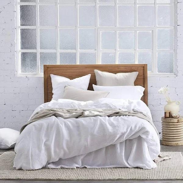 MyHouse Pure European Linen Quilt Cover Set Double White