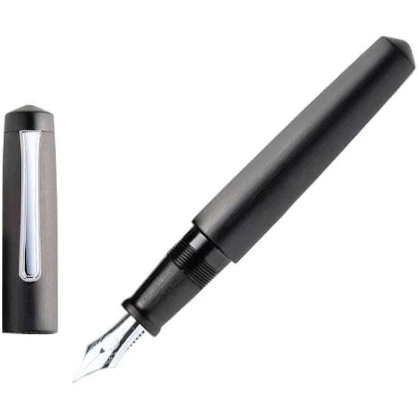 Nakaya Writer Fountain Pen Black Hairline, Piccolo, Ebonite, Ruthenium (Nib: B)
