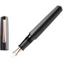 Nakaya Writer Fountain Pen Black Hairline, Piccolo, Ebonite, Ruthenium (Nib: EF)