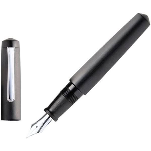 Nakaya Writer Fountain Pen Black Hairline, Piccolo, Ebonite, Ruthenium (Nib: EF)
