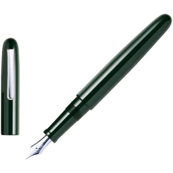 Nakaya Writer Long Fountain Pen Midori, Ebonite, Rhodium Plated (Nib: EF)