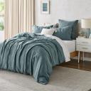 Natural Home 100% European Flax Linen Quilt Cover Set Washed Blue Double Bed