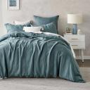 Natural Home 100% European Flax Linen Quilt Cover Set Washed Blue Double Bed