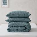 Natural Home 100% European Flax Linen Quilt Cover Set Washed Blue Double Bed