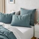 Natural Home 100% European Flax Linen Quilt Cover Set Washed Blue Double Bed