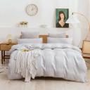 Natural Home Flax Linen Quilt Cover Set Dove Grey - Super King Bed