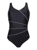 Naturana One-piece Control Swimsuit - Black-White - 12B